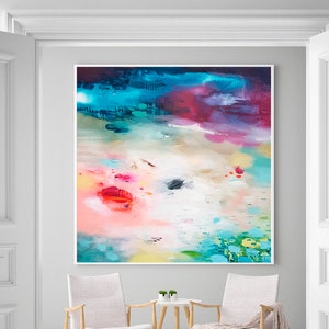 Abstract art print, modern landscape, Print on Canvas, blue purple, Art Print for living Room, abstract Giclee print, abstract painting
