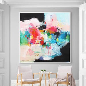 Vibrant Colorful art print, Bright Multicolor Abstract Painting, Print on Canvas,living Room wall art, abstract Giclee print