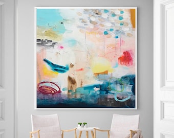 Large art prints, Blue abstract landscape print, large modern wall art print, large wall art, living room wall art, abstract art