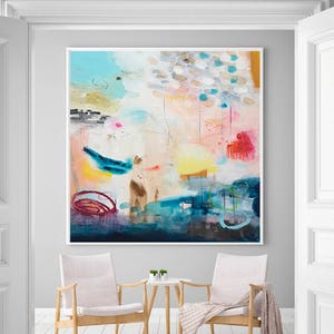 Large art prints, Blue abstract landscape print, large modern wall art print, large wall art, living room wall art, abstract art