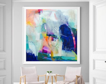 Large Abstract Art Print, Modern Blue Wall Decor