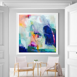 Abstrakte Wandkunst, abstrakte Malerei, große Wandkunst, abstrakte Malerei, große Wandkunst, blaue Wand-Dekor, ViktoriAtelier