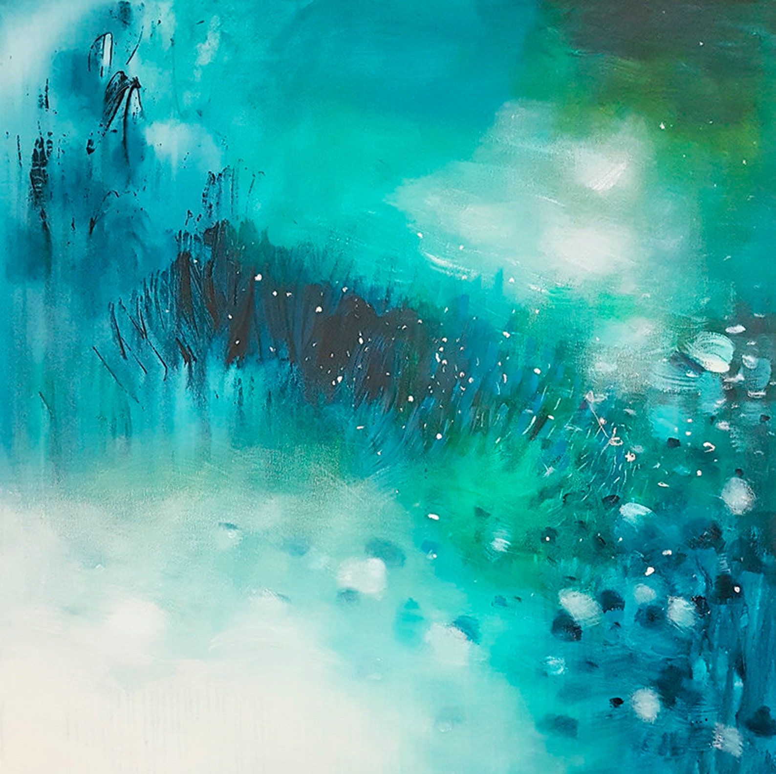 Abstract Blue and Green Wall Art Print Modern Coastal Wall Etsy