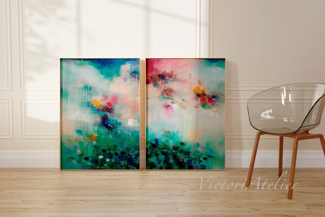 Set of 2 Extra Large Prints, Abstract Landscape Giclee Fine Art Print ...