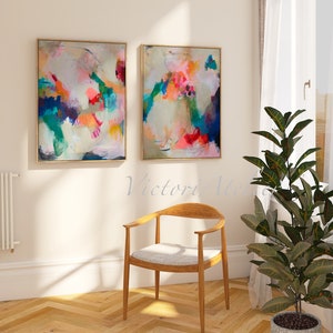 Set of 2 Extra Large Prints, Acrylic Abstract Painting Giclee of ...
