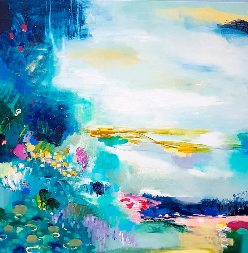 Abstract Blue Wall Art Print Modern Landscape Painting Art Etsy