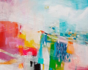 青とピンクの抽象画セット、大型ウォールアート - Etsy 日本