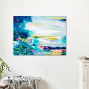 Abstract Blue Wall Art Print, Modern Landscape, Painting art print, Large Giclee print, blue painting, large wall art, large painting print image 3