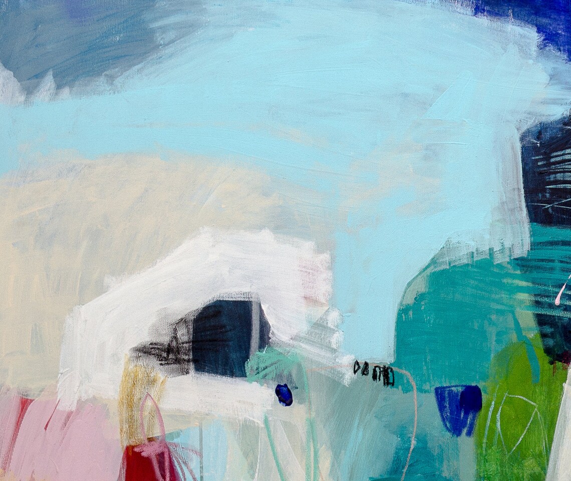 Large Abstract Art Giclee Print Blue Landscape Print Modern Etsy