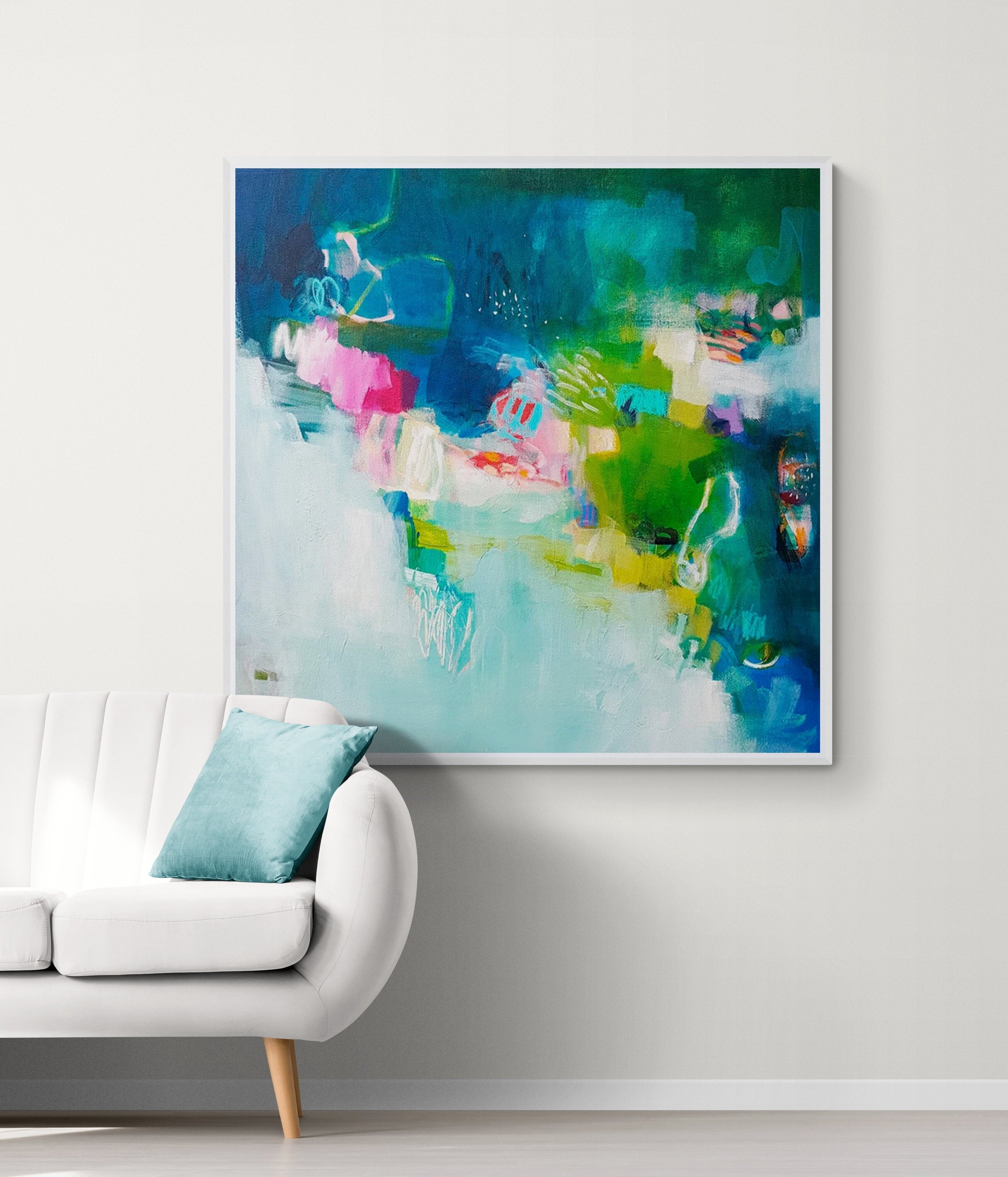 Blue and Green Abstract Landscape Print, Modern Wall Art - Etsy