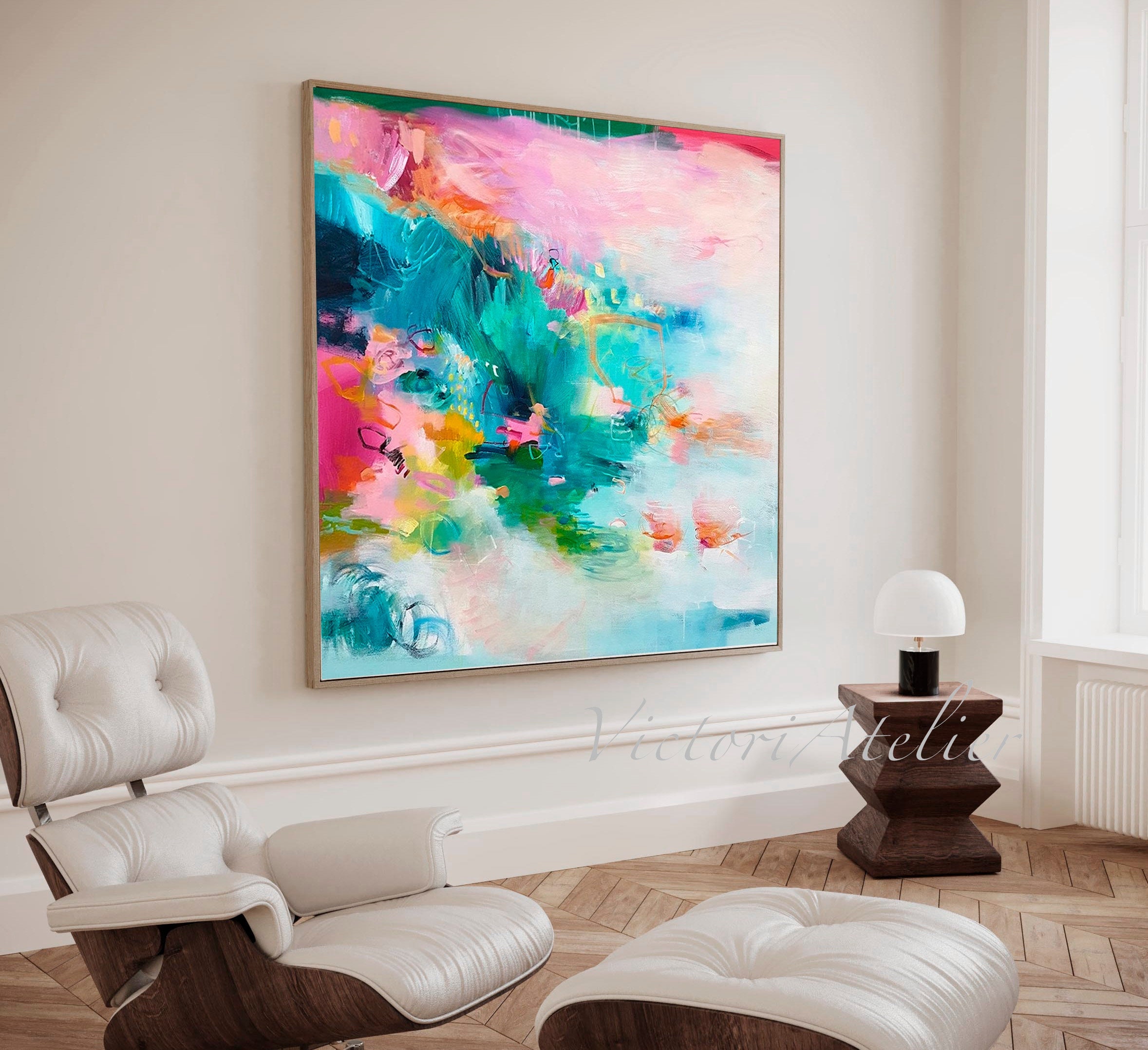 Asdg12s-Pink Flower Wall Art Tulips Wall Decor Colorful Flower Canvas Prints Pictures Abstract Red Yellow Floral Paintings Nature Botanical Wildflower Artwork Li