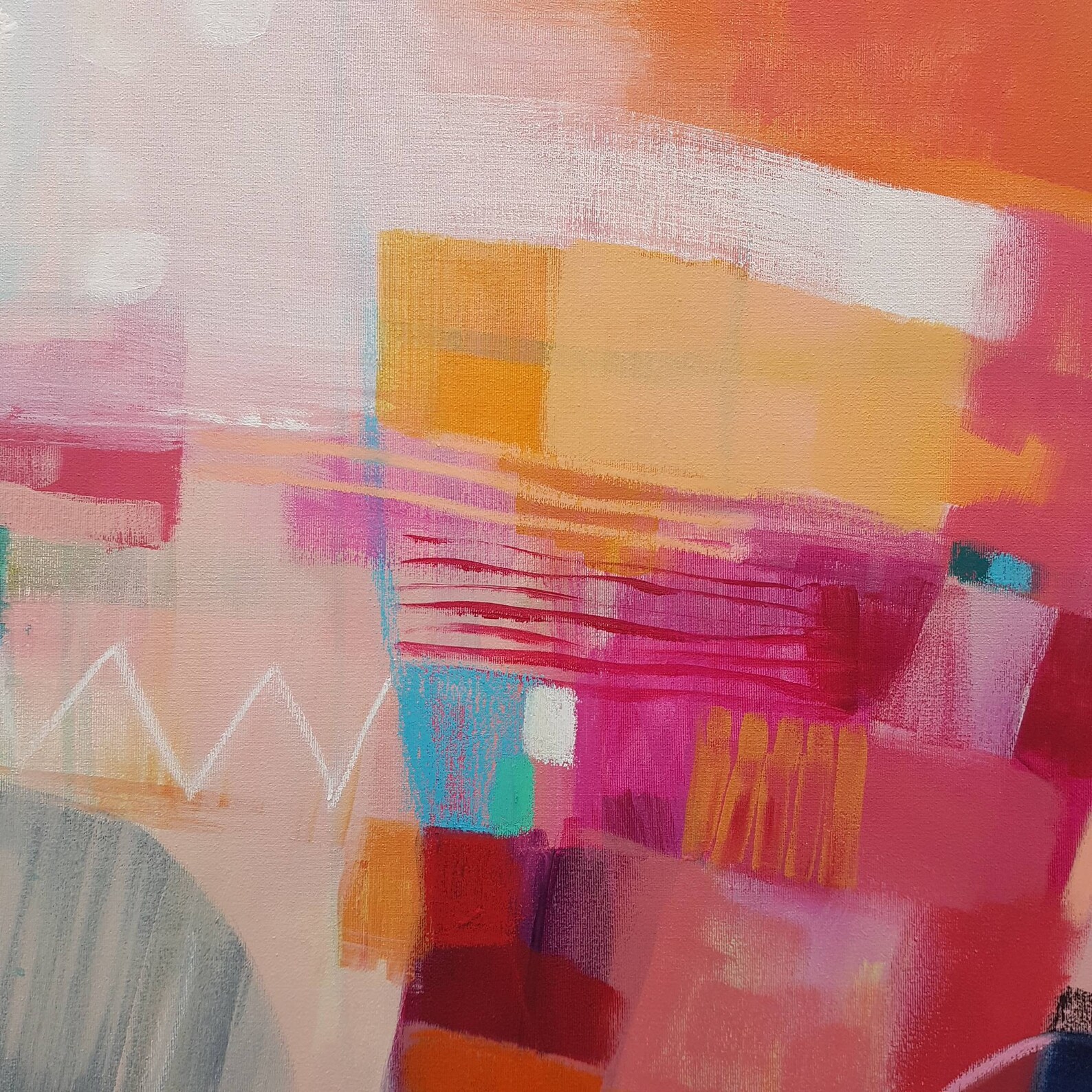 Orange and Green Geometric Print, Colorful Abstract Fine Art, Large ...