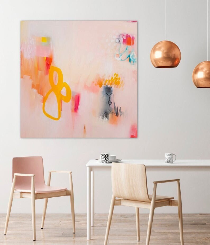 Blush Pink Abstract Art Print, Modern Giclée, Large Painting - Etsy