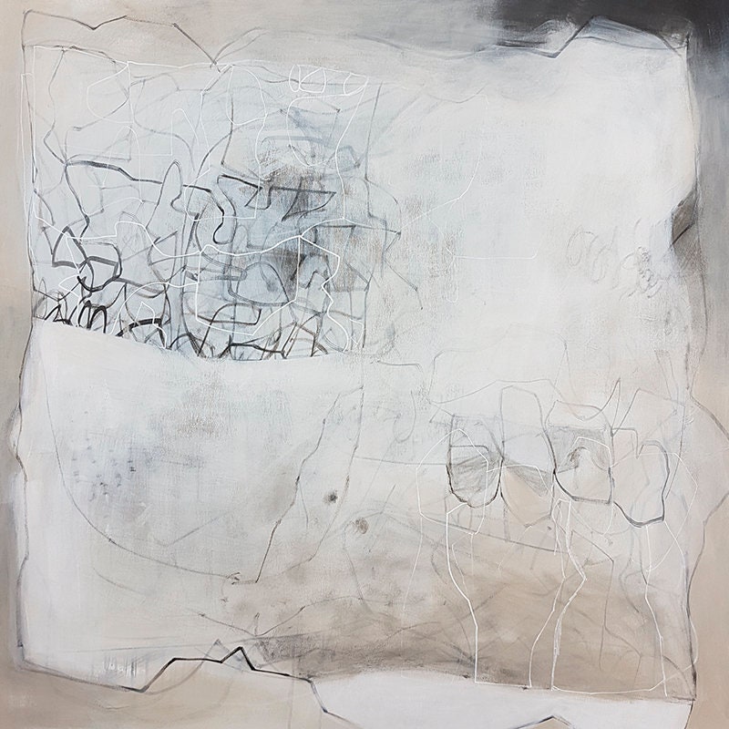 Black white and beige abstract art print Modern contemporary Etsy