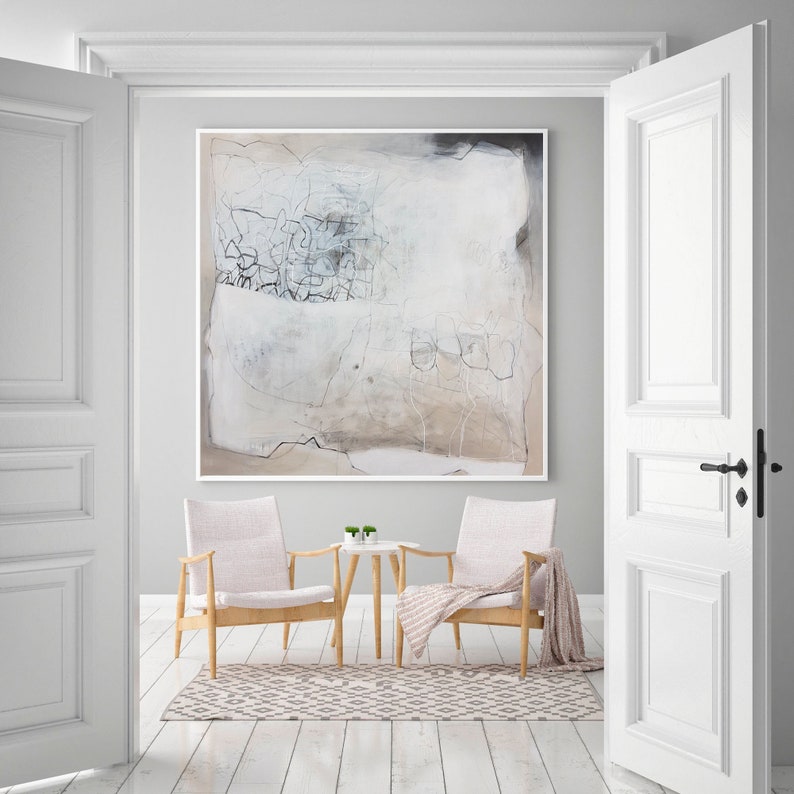 Black White and Beige Abstract Art Print Modern Contemporary Etsy