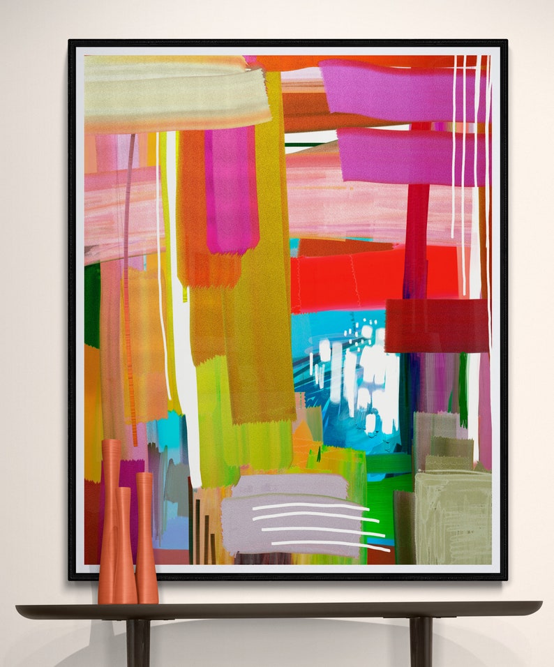 Hot Pink Abstract Wall Art Colorful Printable Art Wall Art Etsy