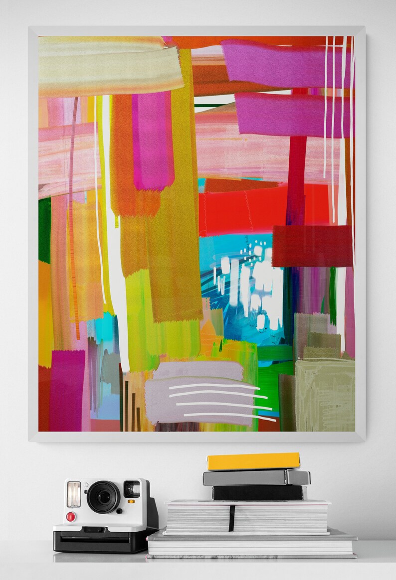 Hot Pink Abstract Wall Art Colorful Printable Art Wall Art Etsy