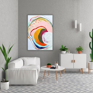 Bright and Colorful Abstract Painting Print, Abstract Shapes ...