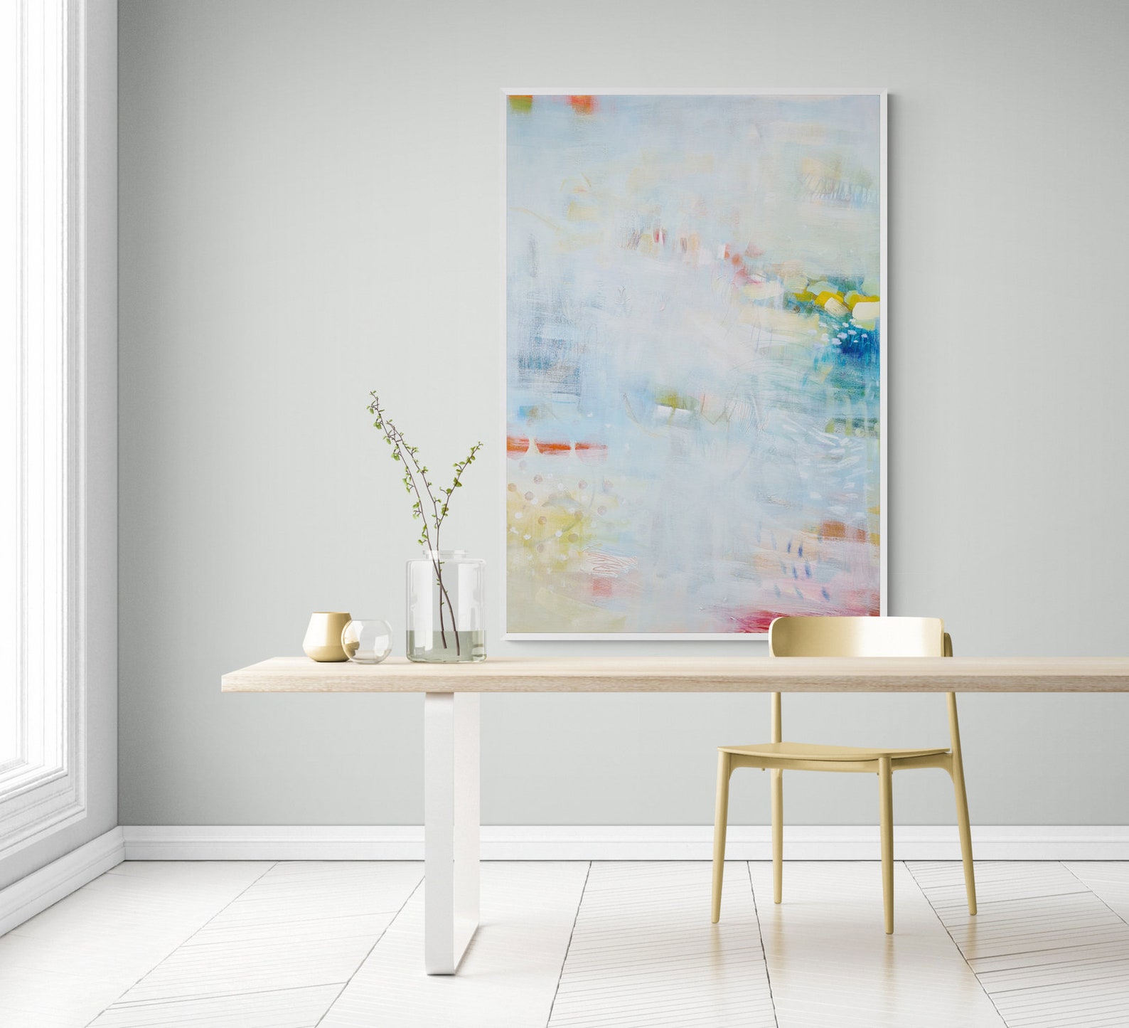 Light Blue Extra Large Painting Print Pale Blue Wall Art Etsy