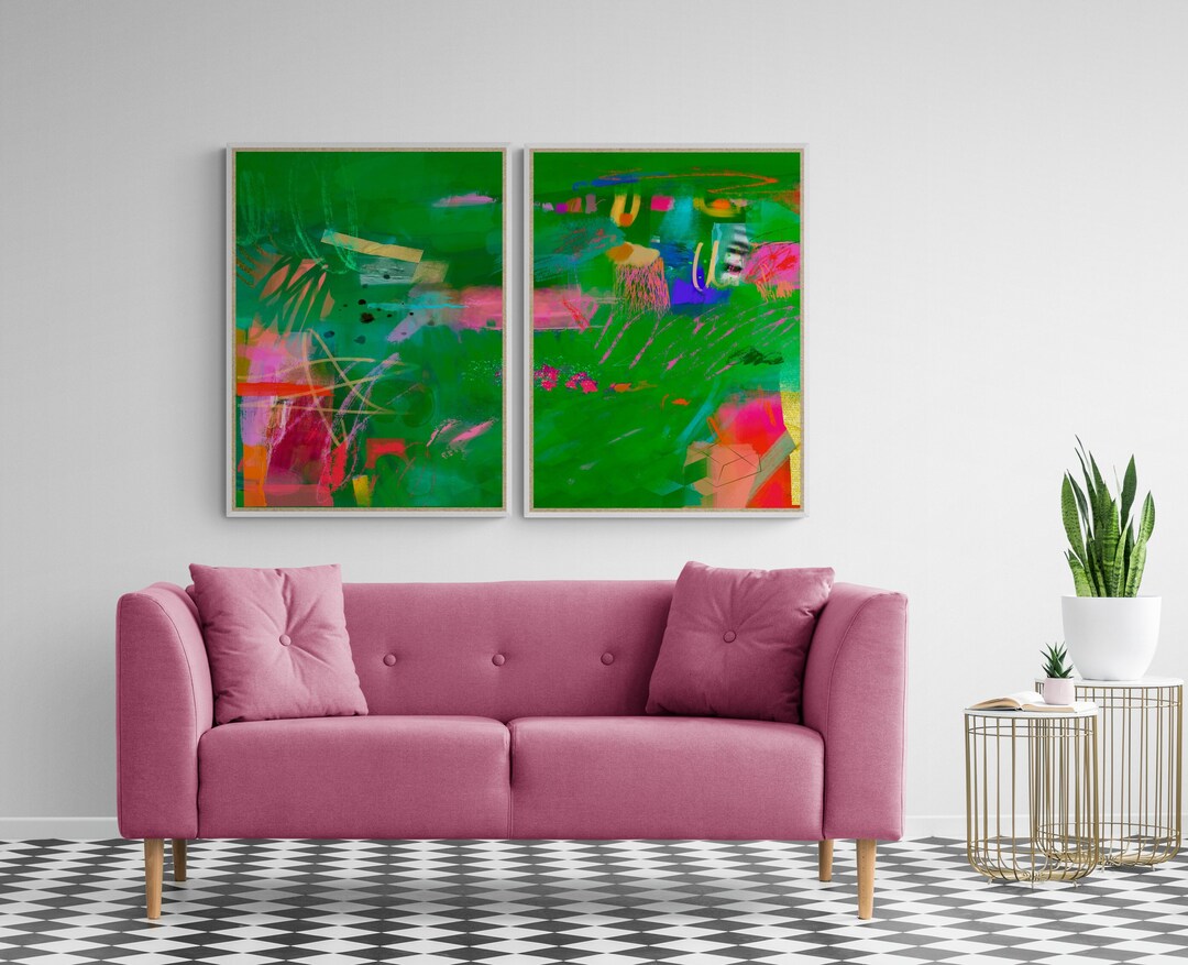 Abstract Green Art Prints, Modern Wall Decor, Set of 2 - Etsy
