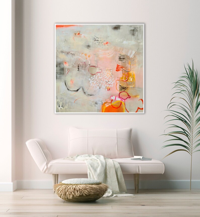 Original Abstract Art Large Acrylic Canvas Wall Art Light Etsy