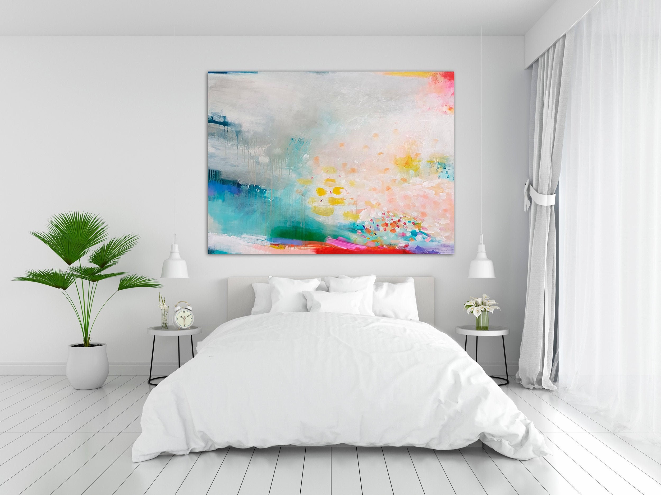 Wall art print multicolor abstract art Bedroom print decor | Etsy