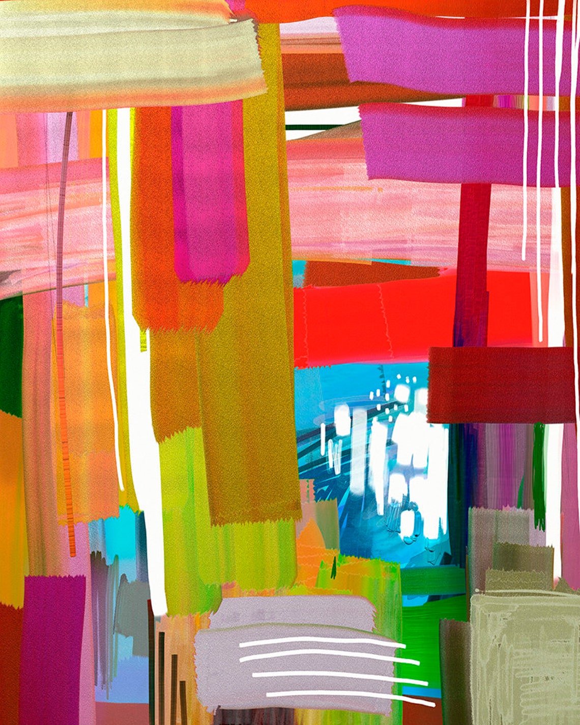 Hot Pink Abstract Wall Art Colorful Printable Art Wall Art Etsy