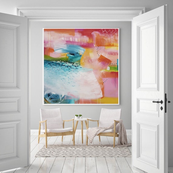 Vibrant painting art print, Colorful abstract artwork, Modern wall art