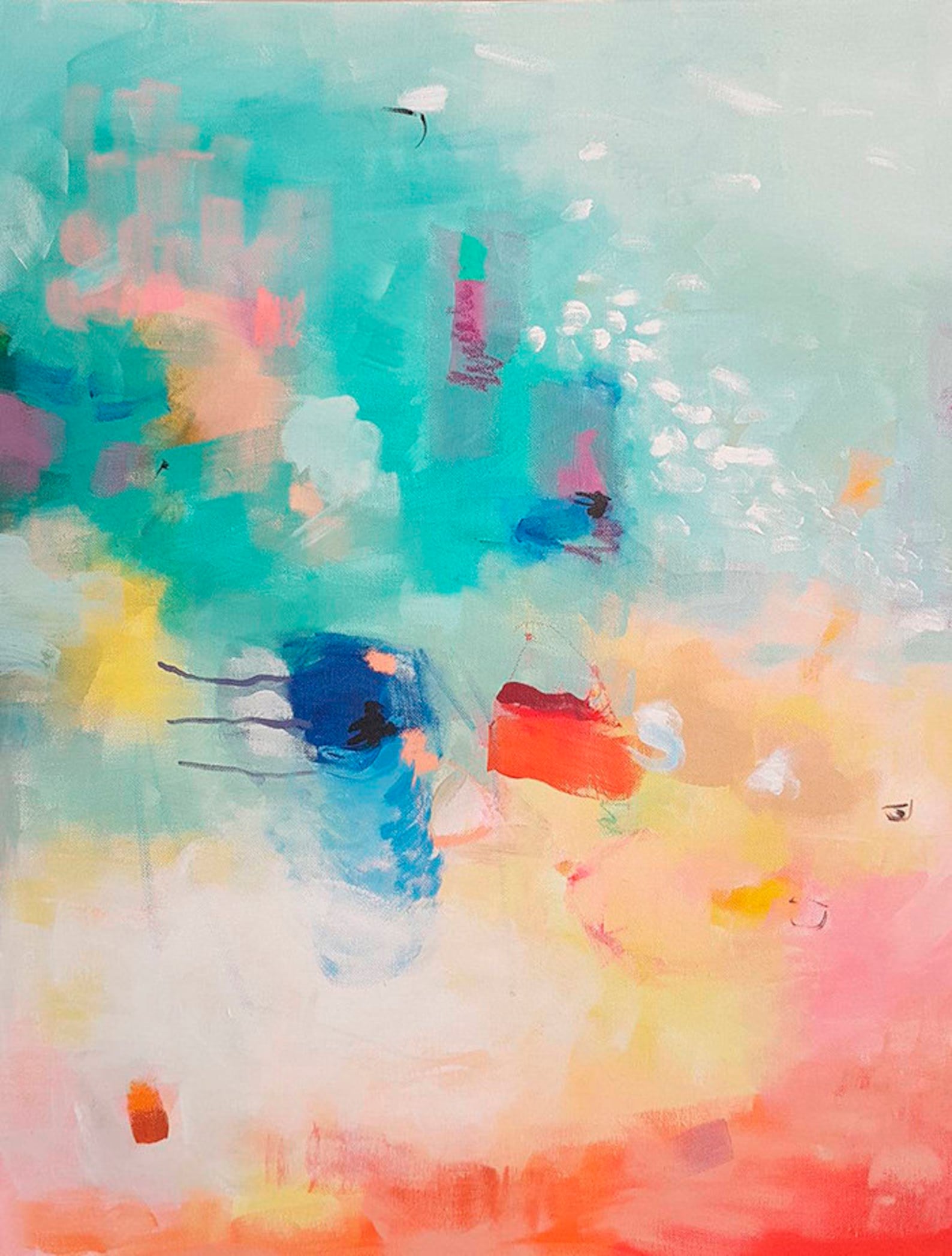 Set of 2 Abstract Wall Art Prints Coral and Blue Wall Art - Etsy