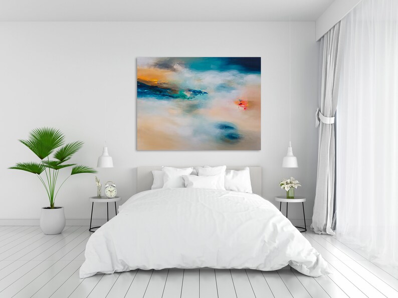 Canvas Wall Art Print Abstract Painting Master Bedroom Wall Etsy