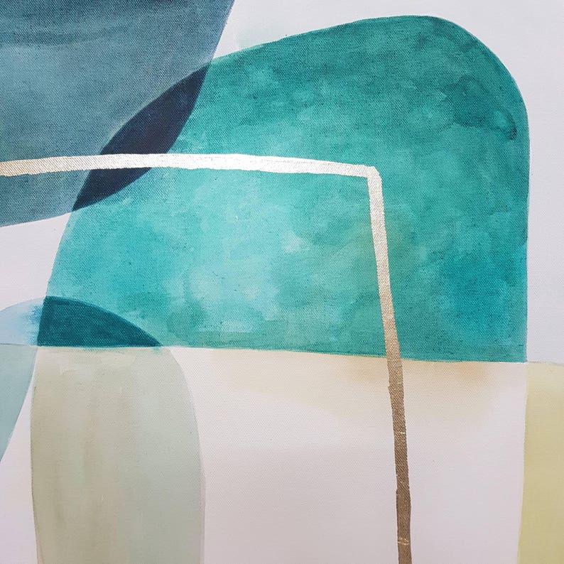 Wall Art Geometric Print Abstract Giclee Print Teal Blue Etsy