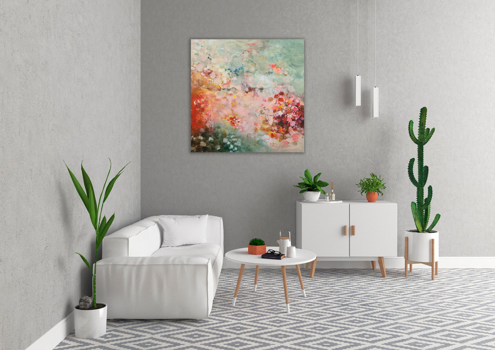 Orange and Green Wall Art Print Extra Large Abstract Etsy