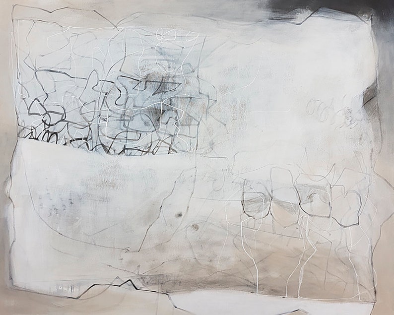 Black White and Beige Abstract Art Print Modern Contemporary Etsy