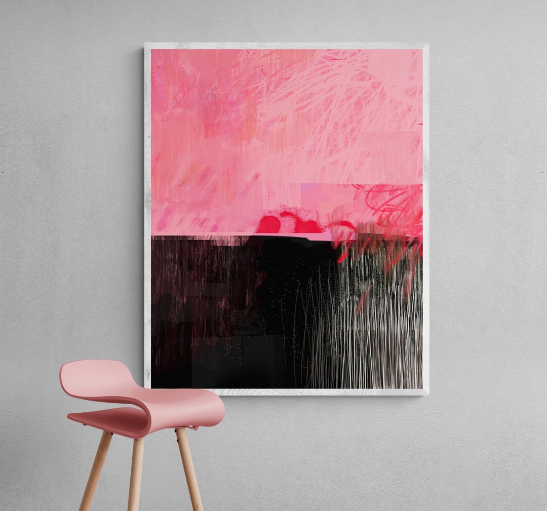 Abstract Wall Art Pink and Black Printable Art Wall Art - Etsy