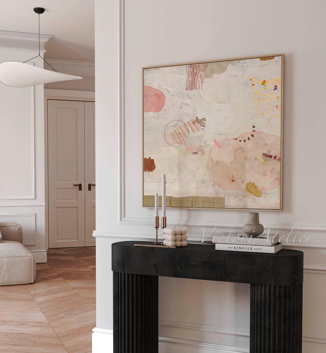 Neutral Minimalist Abstract Modern Wall Art, Large Beig Abstract ...
