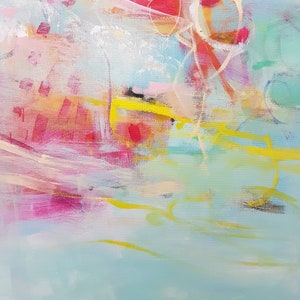 Mintgrönt abstrakt konsttryck, blågrön modern målning, giclée-reproduktion bild 8