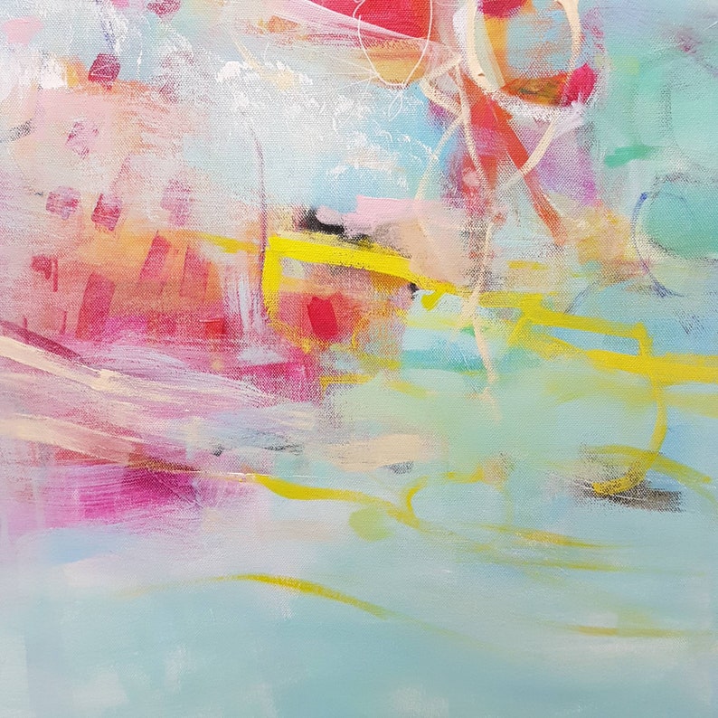 Mintgrönt abstrakt konsttryck, blågrön modern målning, giclée-reproduktion bild 8