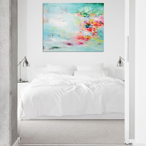 Mintgrönt abstrakt konsttryck, blågrön modern målning, giclée-reproduktion bild 4