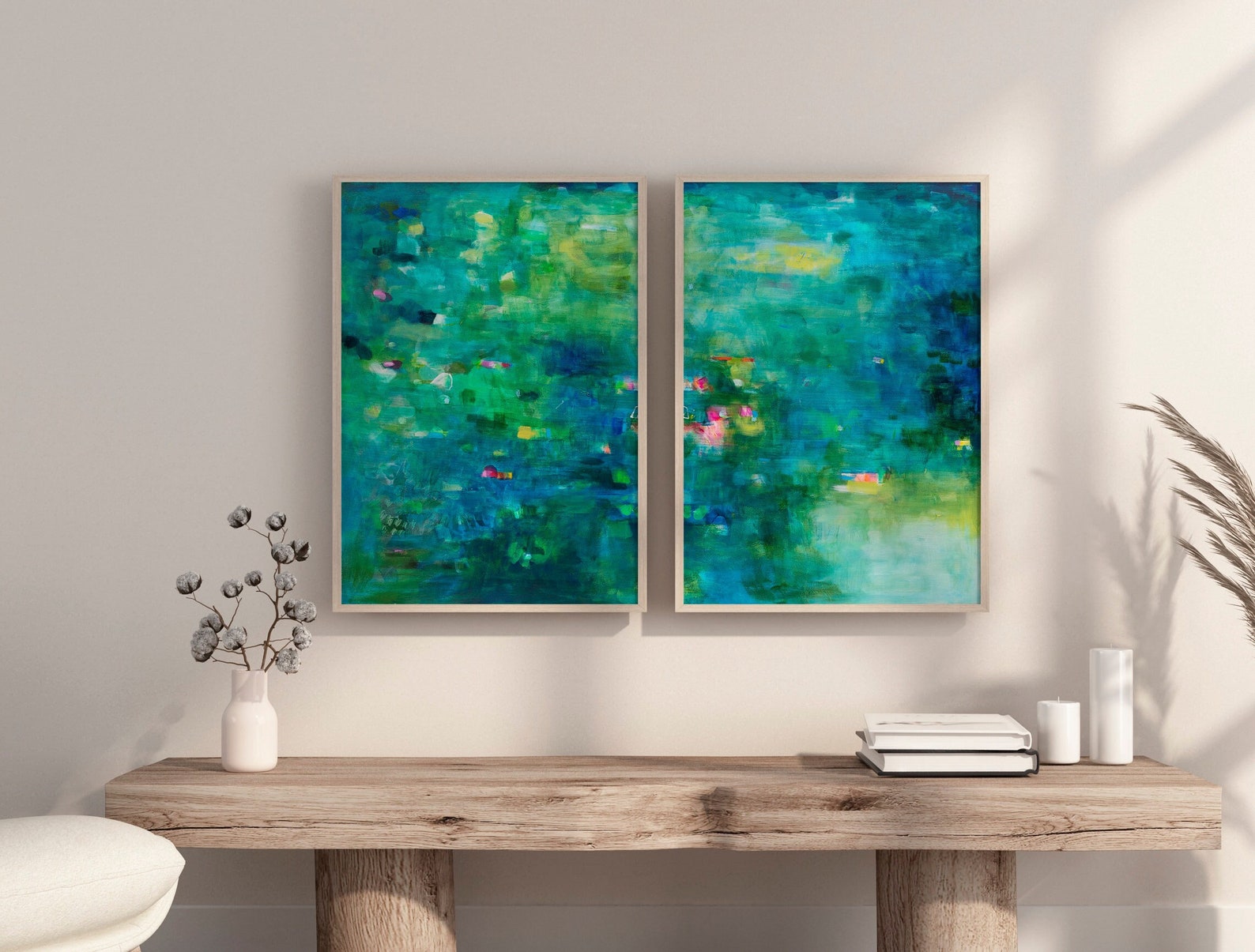 Abstract Prints Set Set of 2 Large Prints Tropical Landscape - Etsy