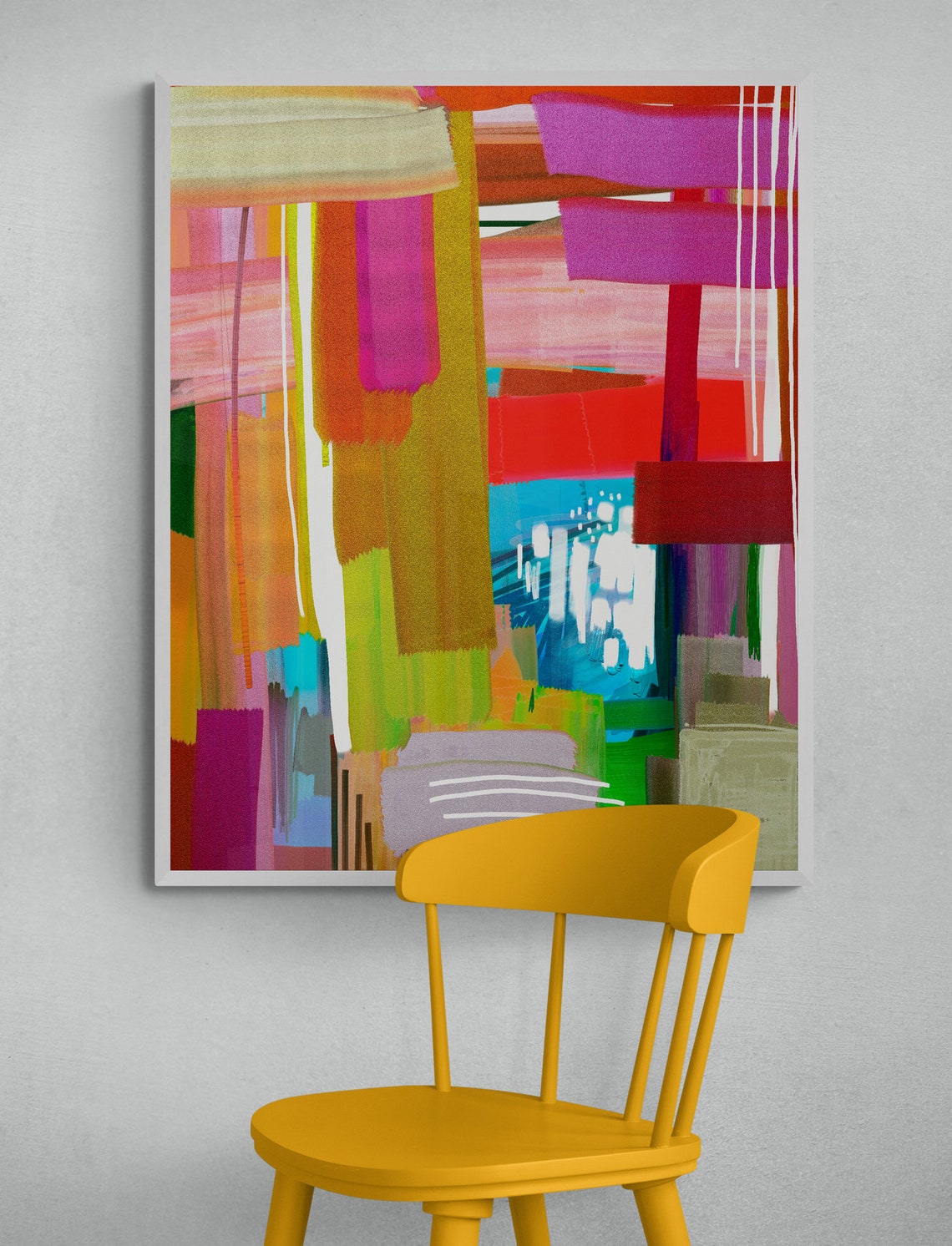 Hot Pink Abstract Wall Art Colorful Printable Art Wall Art Etsy