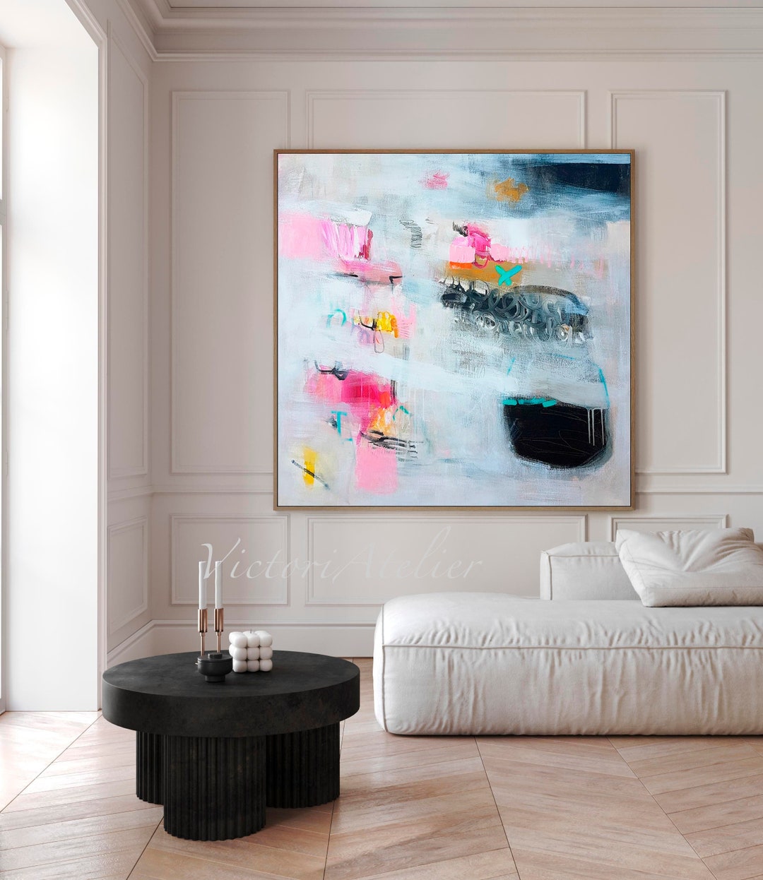 Black and Pink Abstract Art Print, Modern Wall Decor - Etsy