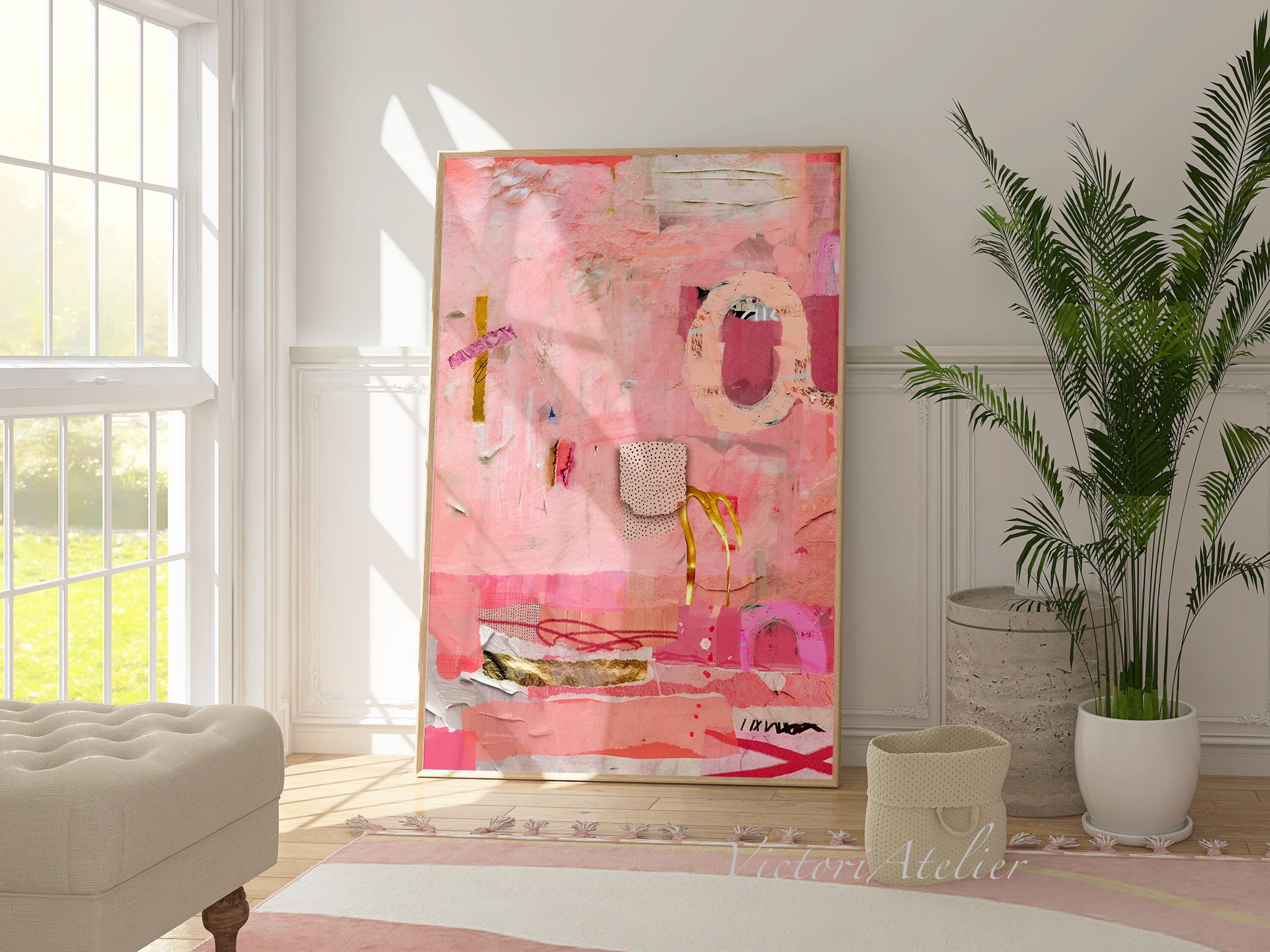 Fuscha Abstract Pink Fuchsia Abstract Art Print, Modern Textured Wall Decor - Etsy
