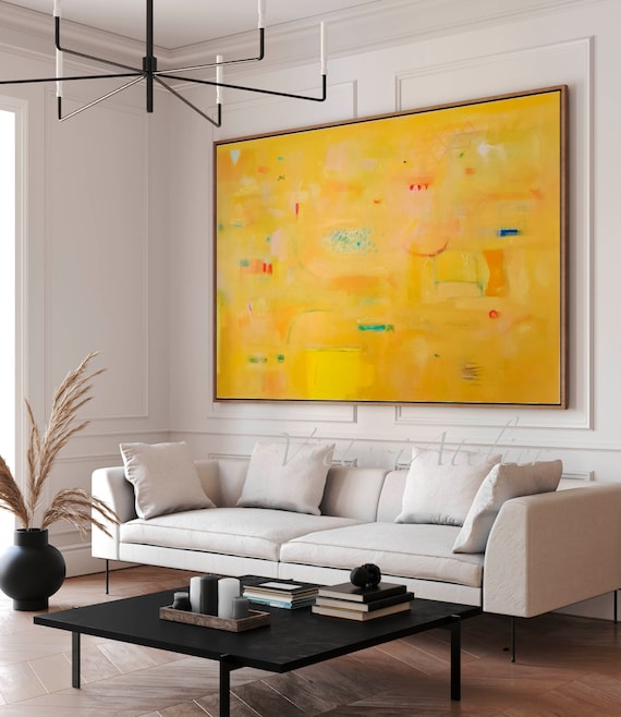 Large Yellow Abstract Giclée Print, Cotton Canvas Wall Art - Etsy