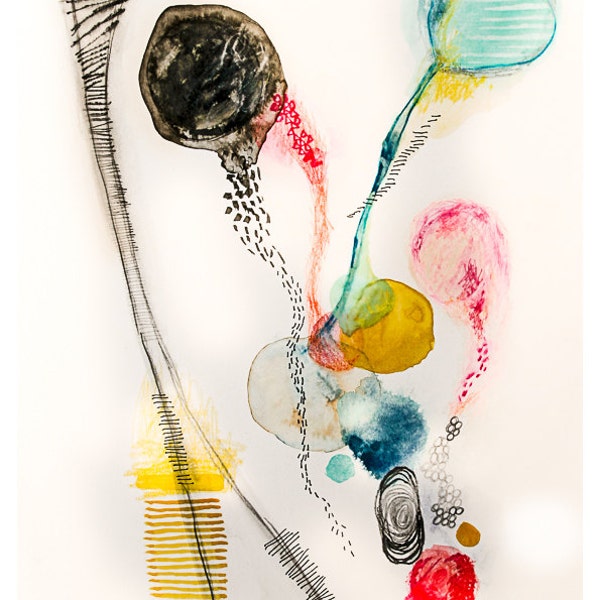 Abstract painting - Watercolor Original Painting on paper 11.7" x 16.5".