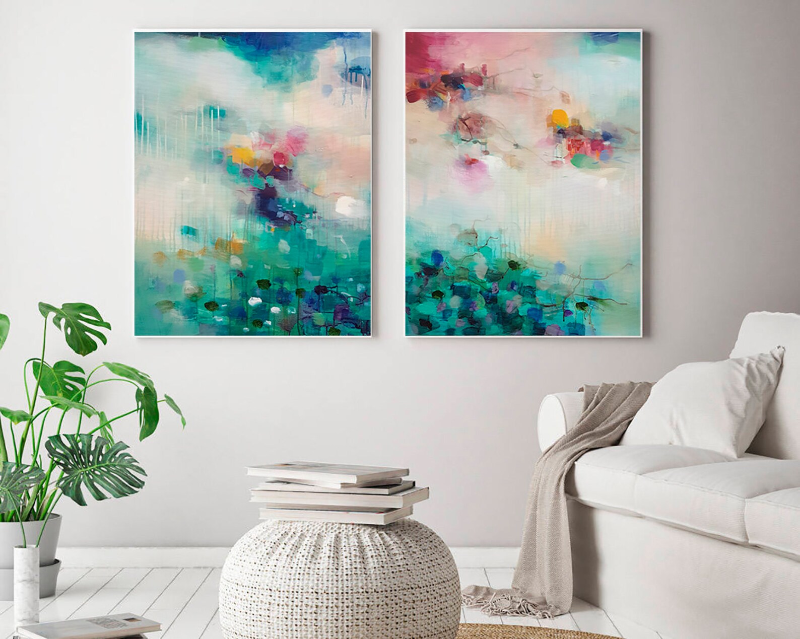 Set of 2 Extra Large Prints Abstract Landscape Giclee Fine | Etsy image.