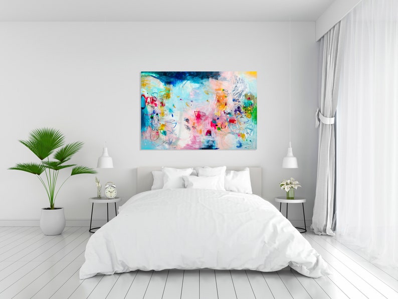 Wall Art Print Teal Blue Abstract Art Bedroom Print Decor Etsy