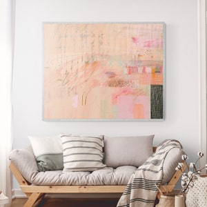Light Coral Modern Abstract Wall Art, Minimalist Light Pink Wall Decor