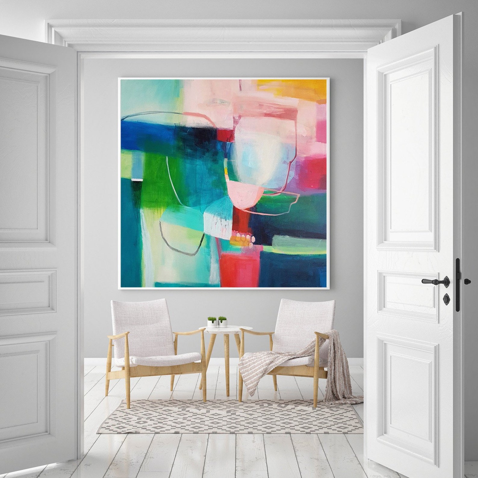 Bright and Colorful Geometric Wall Art Print Modern Abstract Etsy