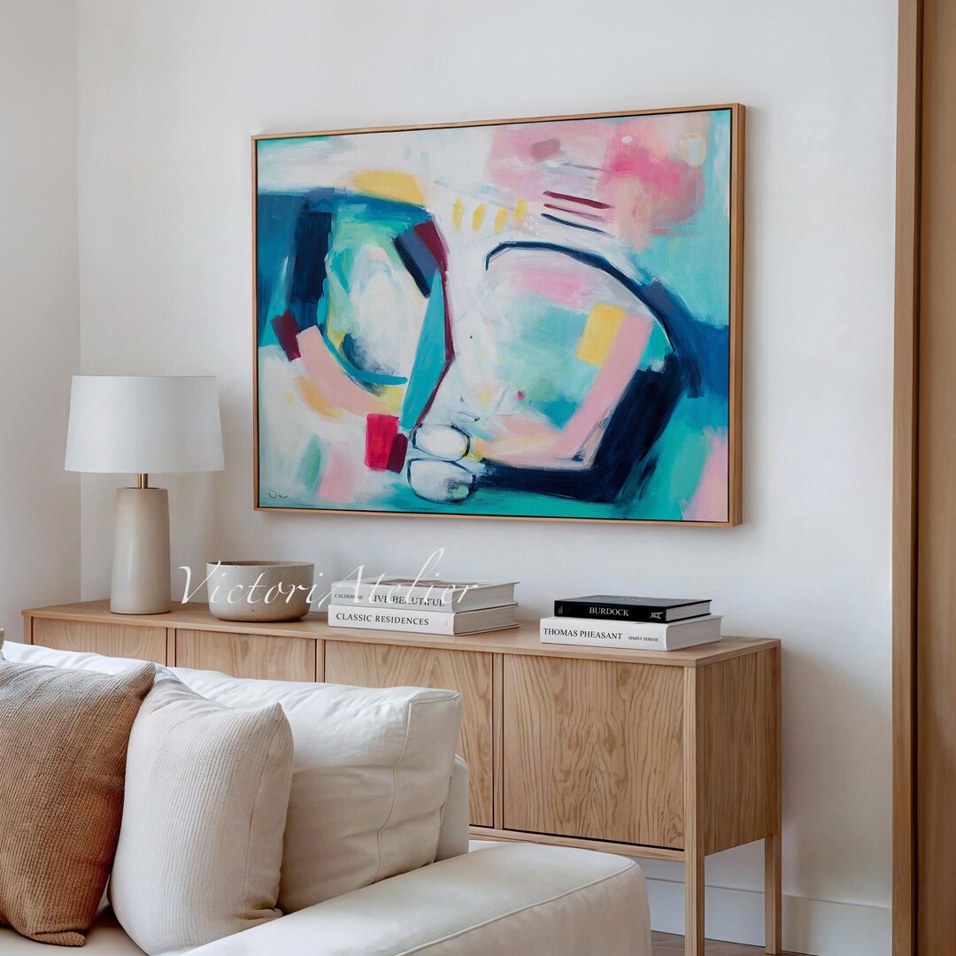 Large Blue Abstract Art Print, Modern Colorful Wall Decor - Etsy