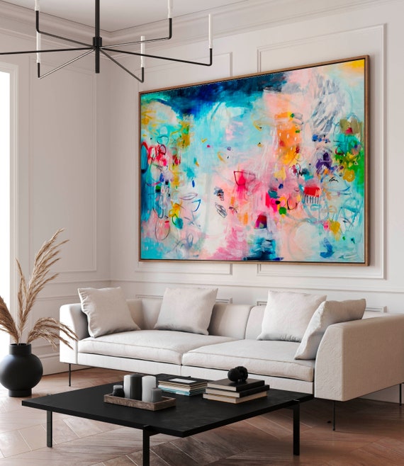 Cuadros Abstractos Grandes Colorful Abstract Painting PRINT on Canvas,  Large Abstract Print, Modern Wall Art, Extra Large Wall Art Above Bed 